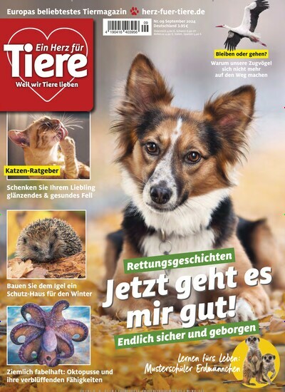 Titelbild der Ausgabe 9/2024 von Ein Herz für Tiere. Diese Zeitschrift und viele weitere Elternzeitschriften und Tierzeitschriften als Abo oder epaper bei United Kiosk online kaufen.