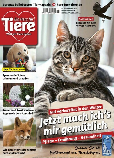 Titelbild der Ausgabe 11/2024 von Ein Herz für Tiere. Diese Zeitschrift und viele weitere Elternzeitschriften und Tierzeitschriften als Abo oder epaper bei United Kiosk online kaufen.