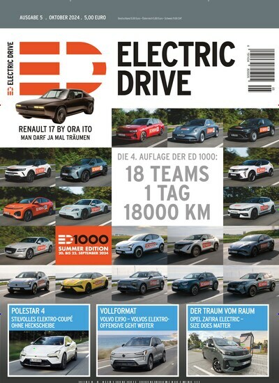 Titelbild der Ausgabe 5/2024 von Electric Drive. Diese Zeitschrift und viele weitere Automagazine und Motorradzeitschriften als Abo oder epaper bei United Kiosk online kaufen.