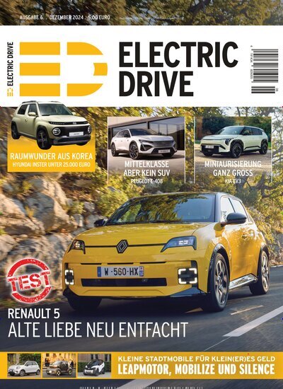 Titelbild der Ausgabe 6/2024 von Electric Drive. Diese Zeitschrift und viele weitere Automagazine und Motorradzeitschriften als Abo oder epaper bei United Kiosk online kaufen.