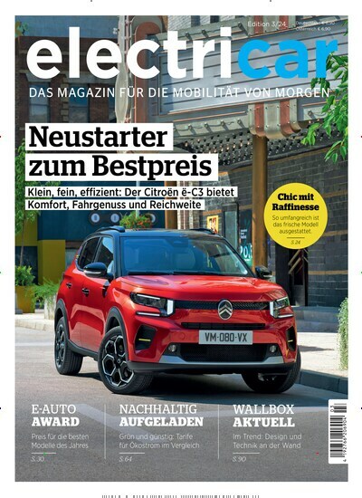 Titelbild der Ausgabe 3/2024 von electricar. Diese Zeitschrift und viele weitere Audiomagazine, Filmmagazine und Fotozeitschriften als Abo oder epaper bei United Kiosk online kaufen.