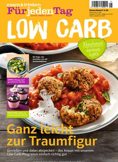 Titelbild der Ausgabe 5/2024 von essen & trinken Für jeden Tag Low Carb. Diese Zeitschrift und viele weitere Kochzeitschriften und Backzeitschriften als Abo oder epaper bei United Kiosk online kaufen.