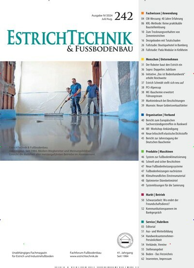 Titelbild der Ausgabe 242/2024 von EstrichTechnik & Fußbodenbau. Diese Zeitschrift und viele weitere Architekturzeitschriften und Bauzeitschriften als Abo oder epaper bei United Kiosk online kaufen.