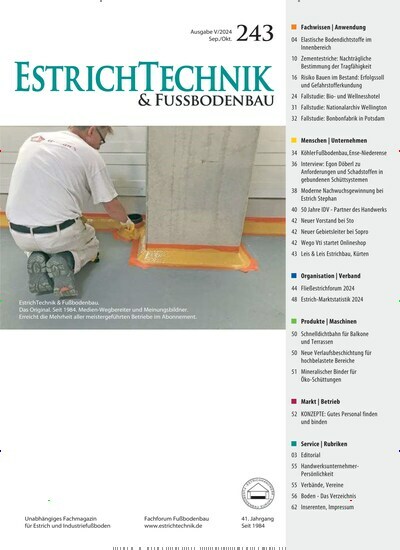 Titelbild der Ausgabe 243/2024 von EstrichTechnik & Fußbodenbau. Diese Zeitschrift und viele weitere Architekturzeitschriften und Bauzeitschriften als Abo oder epaper bei United Kiosk online kaufen.