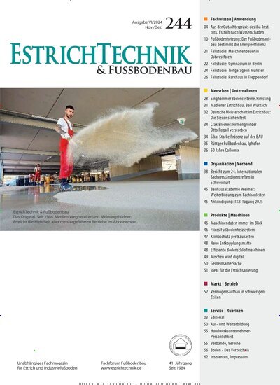 Titelbild der Ausgabe 244/2024 von EstrichTechnik & Fußbodenbau. Diese Zeitschrift und viele weitere Architekturzeitschriften und Bauzeitschriften als Abo oder epaper bei United Kiosk online kaufen.