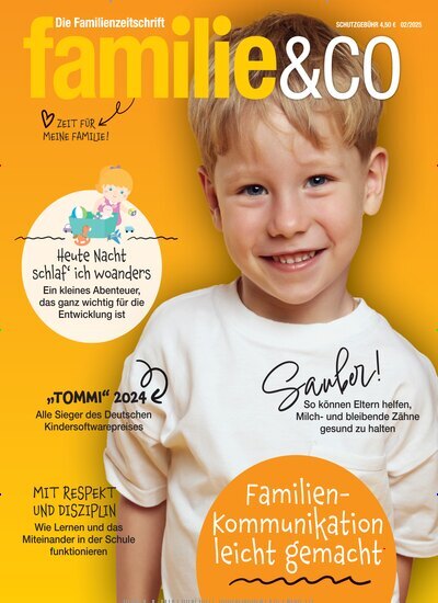 Titelbild der Ausgabe 2/2025 von familie & co. Diese Zeitschrift und viele weitere Elternzeitschriften und Tierzeitschriften als Abo oder epaper bei United Kiosk online kaufen.