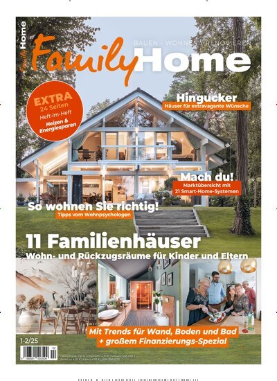 Titelbild der Ausgabe 2/2025 von FamilyHome. Diese Zeitschrift und viele weitere Gartenzeitschriften und Wohnzeitschriften als Abo oder epaper bei United Kiosk online kaufen.