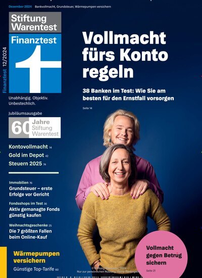 Titelbild der Ausgabe 12/2024 von Finanztest. Diese Zeitschrift und viele weitere Wirtschaftsmagazine und Politikmagazine als Abo oder epaper bei United Kiosk online kaufen.