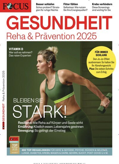 Titelbild der Ausgabe 1/2025 von FOCUS Gesundheit. Diese Zeitschrift und viele weitere Elternzeitschriften und Tierzeitschriften als Abo oder epaper bei United Kiosk online kaufen.