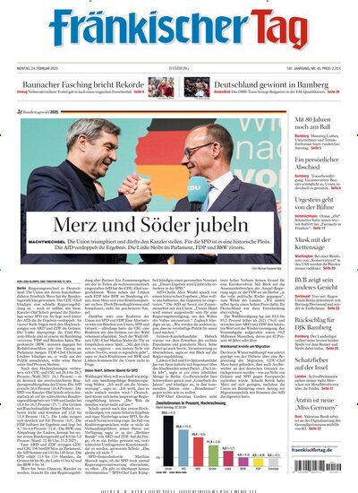 Titelbild der Ausgabe 45/2025 von Fränkischer Tag Bamberg. Diese Zeitschrift und viele weitere Zeitungsabos als Abo oder epaper bei United Kiosk online kaufen.