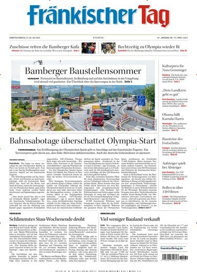 Titelbild der Ausgabe 172/2024 von Fränkischer Tag Bamberg. Diese Zeitschrift und viele weitere Zeitungsabos als Abo oder epaper bei United Kiosk online kaufen.