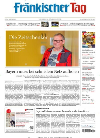 Titelbild der Ausgabe 242/2024 von Fränkischer Tag Forchheim. Diese Zeitschrift und viele weitere Zeitungsabos als Abo oder epaper bei United Kiosk online kaufen.