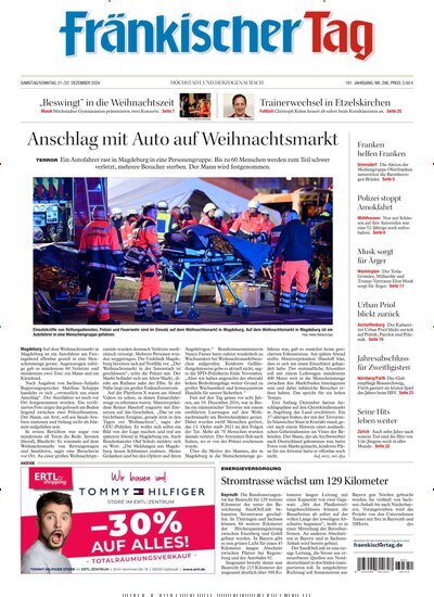 Titelbild der Ausgabe 296/2024 von Fränkischer Tag Höchstadt und Herzogenaurach. Diese Zeitschrift und viele weitere Zeitungsabos als Abo oder epaper bei United Kiosk online kaufen.