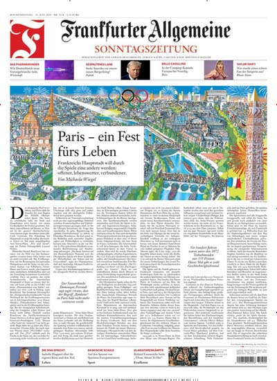 Titelbild der Ausgabe 30/2024 von Frankfurter Allgemeine Sonntagszeitung F.A.S.. Diese Zeitschrift und viele weitere Zeitungsabos als Abo oder epaper bei United Kiosk online kaufen.