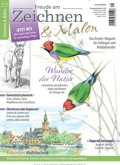 Titelbild der Ausgabe 75/2024 von Freude am Zeichnen & Malen. Diese Zeitschrift und viele weitere Elternzeitschriften und Tierzeitschriften als Abo oder epaper bei United Kiosk online kaufen.