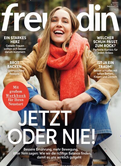 Titelbild der Ausgabe 4/2025 von freundin. Diese Zeitschrift und viele weitere Frauenzeitschriften als Abo oder epaper bei United Kiosk online kaufen.