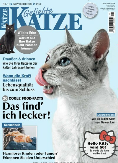 Titelbild der Ausgabe 11/2024 von Geliebte Katze. Diese Zeitschrift und viele weitere Elternzeitschriften und Tierzeitschriften als Abo oder epaper bei United Kiosk online kaufen.