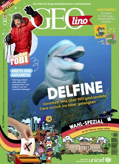 Titelbild der Ausgabe 2/2025 von GEOlino. Diese Zeitschrift und viele weitere Jugendzeitschriften und Kinderzeitschriften als Abo oder epaper bei United Kiosk online kaufen.