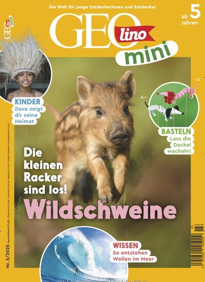 Titelbild der Ausgabe 3/2025 von GEOlino mini. Diese Zeitschrift und viele weitere Jugendzeitschriften und Kinderzeitschriften als Abo oder epaper bei United Kiosk online kaufen.