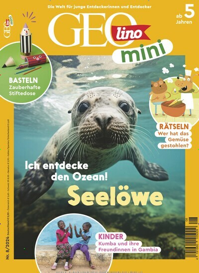 Titelbild der Ausgabe 8/2024 von GEOlino mini. Diese Zeitschrift und viele weitere Jugendzeitschriften und Kinderzeitschriften als Abo oder epaper bei United Kiosk online kaufen.