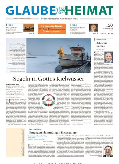 Titelbild der Ausgabe 50/2024 von Glaube + Heimat. Diese Zeitschrift und viele weitere Kunstmagazine und Kulturmagazine als Abo oder epaper bei United Kiosk online kaufen.