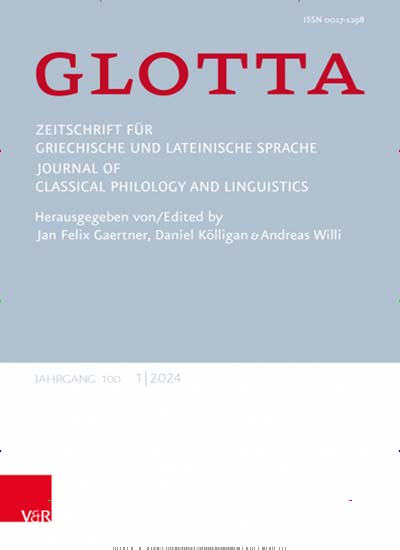 Titelbild der Ausgabe 1/2024 von Glotta. Diese Zeitschrift und viele weitere Wissenschaftsmagazine als Abo oder epaper bei United Kiosk online kaufen.