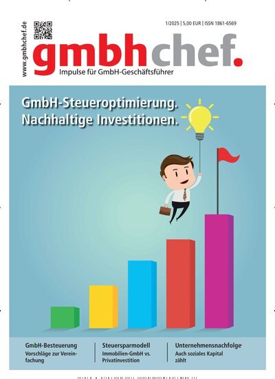 Titelbild der Ausgabe 1/2025 von gmbhchef. Diese Zeitschrift und viele weitere Businessmagazine als Abo oder epaper bei United Kiosk online kaufen.