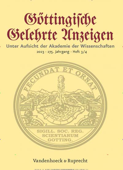 Titelbild der Ausgabe 1/2024 von Göttingische Gelehrte Anzeigen. Diese Zeitschrift und viele weitere Wissenschaftsmagazine als Abo oder epaper bei United Kiosk online kaufen.