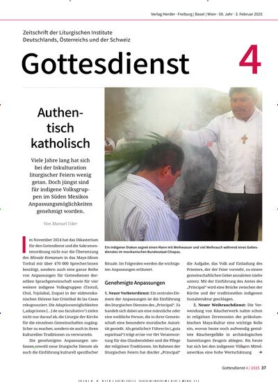 Titelbild der Ausgabe 4/2025 von Gottesdienst. Diese Zeitschrift und viele weitere Kunstmagazine und Kulturmagazine als Abo oder epaper bei United Kiosk online kaufen.