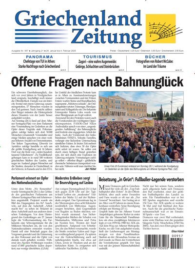 Titelbild der Ausgabe 957/2025 von Griechenland Zeitung. Diese Zeitschrift und viele weitere Zeitungsabos als Abo oder epaper bei United Kiosk online kaufen.