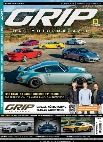 Titelbild der Ausgabe 3/2024 von GRIP. Diese Zeitschrift und viele weitere Automagazine und Motorradzeitschriften als Abo oder epaper bei United Kiosk online kaufen.