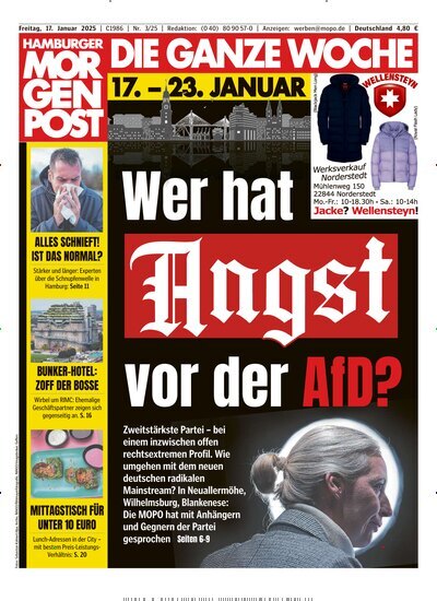 Titelbild der Ausgabe 3/2025 von Hamburger Morgenpost. Diese Zeitschrift und viele weitere Zeitungsabos als Abo oder epaper bei United Kiosk online kaufen.