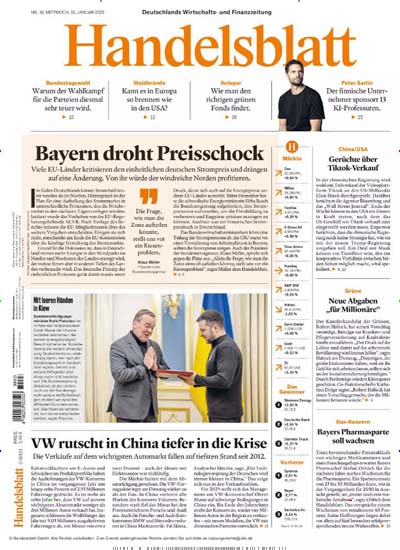 Titelbild der Ausgabe 10/2025 von Handelsblatt. Diese Zeitschrift und viele weitere Zeitungsabos als Abo oder epaper bei United Kiosk online kaufen.