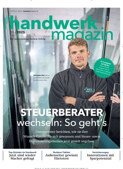 Titelbild der Ausgabe 3/2025 von handwerk magazin. Diese Zeitschrift und viele weitere Architekturzeitschriften und Bauzeitschriften als Abo oder epaper bei United Kiosk online kaufen.