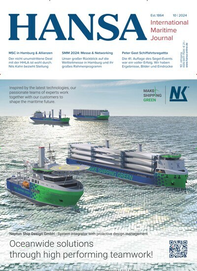 Titelbild der Ausgabe 10/2024 von Hansa. Diese Zeitschrift und viele weitere Logistikmagazine und Medienmagazine als Abo oder epaper bei United Kiosk online kaufen.