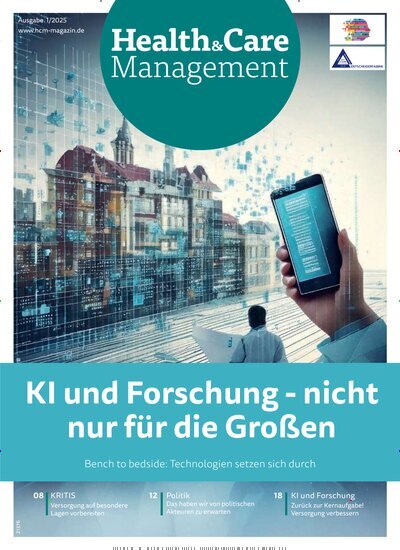 Titelbild der Ausgabe 1/2025 von Health & Care Management. Diese Zeitschrift und viele weitere Pflegezeitschriften und medizinische Fachzeitschriften als Abo oder epaper bei United Kiosk online kaufen.