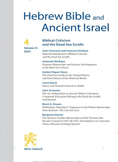 Titelbild der Ausgabe 4/2024 von Hebrew Bible and Ancient Israel (HeBAI). Diese Zeitschrift und viele weitere Kunstmagazine und Kulturmagazine als Abo oder epaper bei United Kiosk online kaufen.