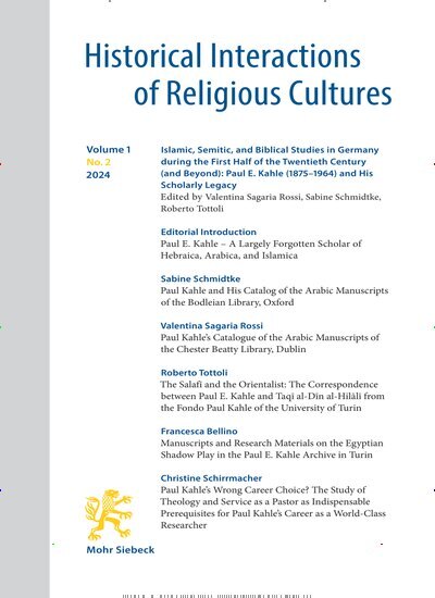 Titelbild der Ausgabe 2/2024 von Historical Interactions of Religious Cultures (HIReC). Diese Zeitschrift und viele weitere Kunstmagazine und Kulturmagazine als Abo oder epaper bei United Kiosk online kaufen.