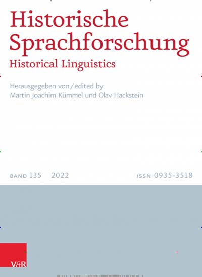 Titelbild der Ausgabe 1/2024 von Historische Sprachforschung - Historical Linguistics. Diese Zeitschrift und viele weitere Wissenschaftsmagazine als Abo oder epaper bei United Kiosk online kaufen.