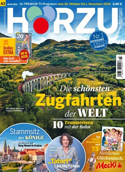 Titelbild der Ausgabe 43/2024 von HÖRZU. Diese Zeitschrift und viele weitere Programmzeitschriften als Abo oder epaper bei United Kiosk online kaufen.