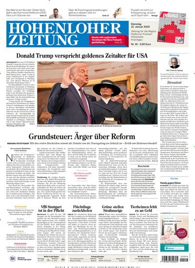 Titelbild der Ausgabe 16/2025 von Hohenloher Zeitung Ausgabe Künzelsau. Diese Zeitschrift und viele weitere Zeitungsabos als Abo oder epaper bei United Kiosk online kaufen.