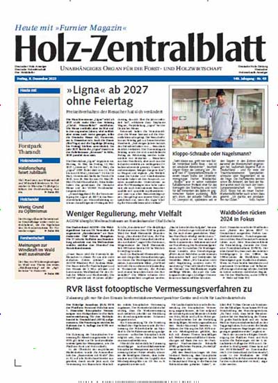 Titelbild der Ausgabe 38/2024 von Holz-Zentralblatt. Diese Zeitschrift und viele weitere Naturzeitschriften, Landwirtschaftszeitungen und Umweltmagazine als Abo oder epaper bei United Kiosk online kaufen.