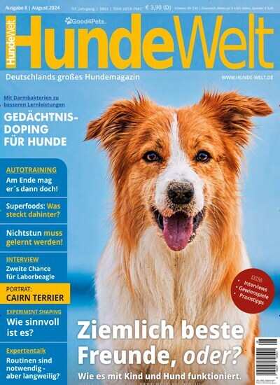 Titelbild der Ausgabe 8/2024 von Hundewelt. Diese Zeitschrift und viele weitere Elternzeitschriften und Tierzeitschriften als Abo oder epaper bei United Kiosk online kaufen.