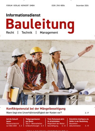 Titelbild der Ausgabe 10/2024 von Informationsdienst Bauleitung. Diese Zeitschrift und viele weitere Architekturzeitschriften und Bauzeitschriften als Abo oder epaper bei United Kiosk online kaufen.