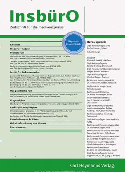 Titelbild der Ausgabe 9/2024 von InsbürO - Zeitschrift für die Insolvenzpraxis. Diese Zeitschrift und viele weitere Jurazeitschriften und Zeitschriften für Verwaltung als Abo oder epaper bei United Kiosk online kaufen.