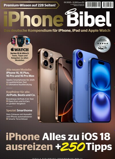 Titelbild der Ausgabe 1/2025 von iPhoneBIBEL. Diese Zeitschrift und viele weitere Computerzeitschriften, Tabletmagazine und Smartphonemagazine als Abo oder epaper bei United Kiosk online kaufen.