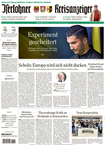 Titelbild der Ausgabe 19/2025 von Iserlohner Kreisanzeiger und Zeitung. Diese Zeitschrift und viele weitere Zeitungsabos als Abo oder epaper bei United Kiosk online kaufen.