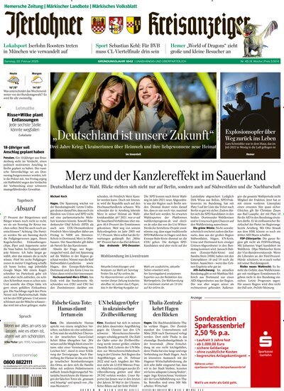 Titelbild der Ausgabe 45/2025 von Iserlohner Kreisanzeiger und Zeitung. Diese Zeitschrift und viele weitere Zeitungsabos als Abo oder epaper bei United Kiosk online kaufen.