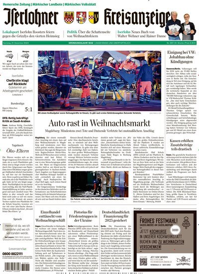 Titelbild der Ausgabe 299/2024 von Iserlohner Kreisanzeiger und Zeitung. Diese Zeitschrift und viele weitere Zeitungsabos als Abo oder epaper bei United Kiosk online kaufen.