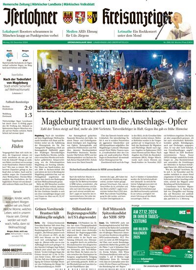 Titelbild der Ausgabe 300/2024 von Iserlohner Kreisanzeiger und Zeitung. Diese Zeitschrift und viele weitere Zeitungsabos als Abo oder epaper bei United Kiosk online kaufen.